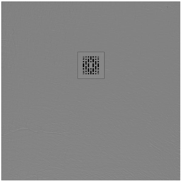 Mode slate effect grey square shower tray 900 x 900 with colour matched waste cover
