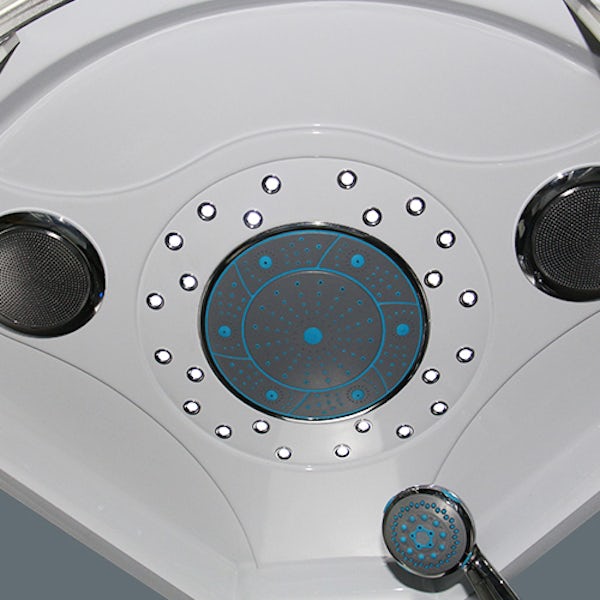 Insignia satin grey backed bow quadrant hydro-massage shower cabin 900 x 900