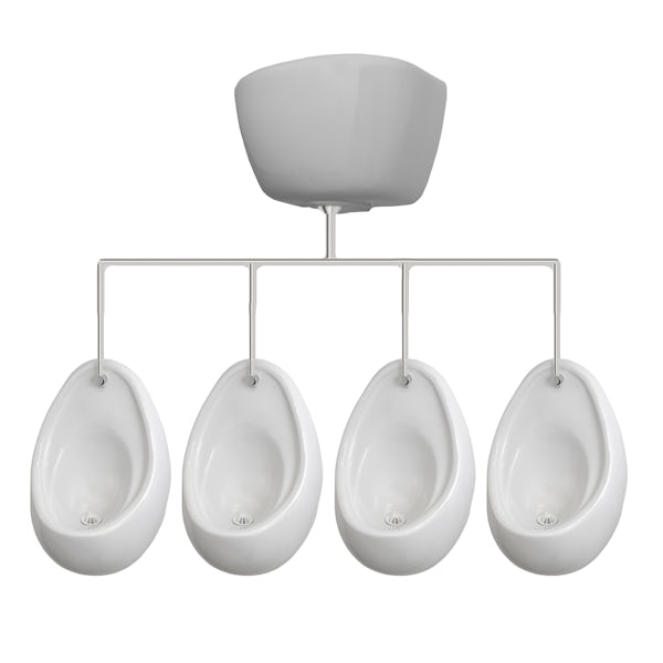 Kirke Curve complete top in concealed urinal 600mm pack for 4 bowls
