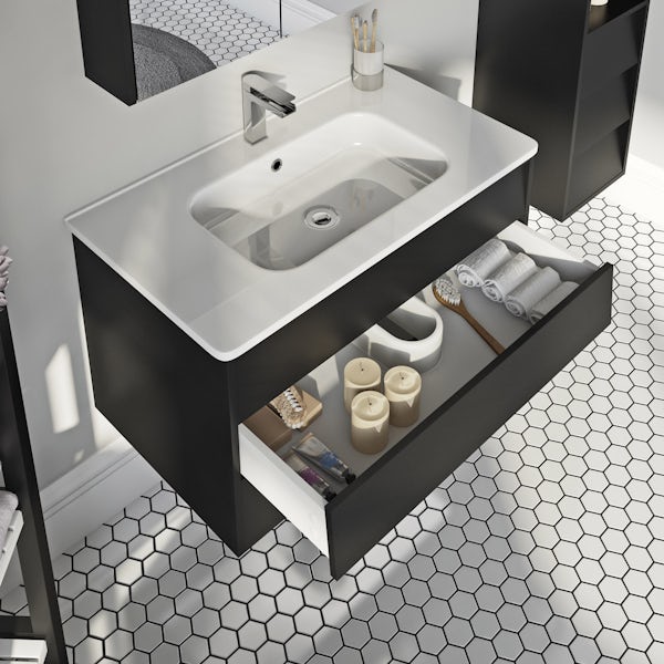 Mode Cooper anthracite black wall hung vanity unit and basin 800mm