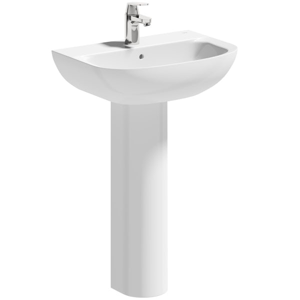 Grohe Bau rimless cloakroom suite with full pedestal basin 550mm