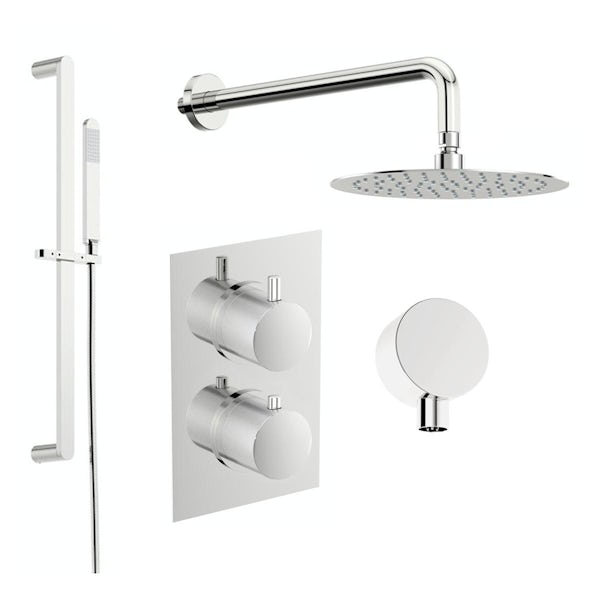 Mode Banks twin thermostatic shower set with wall shower head and sliding rail