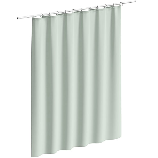 Accents grey shower curtain with EasiLock chrome expander rod shower curtain rail 750-2220mm