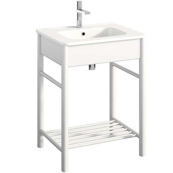 South Bank white washstand with basin 600mm