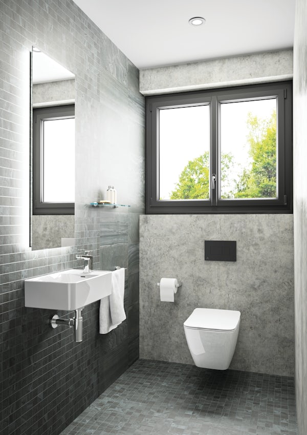 Ideal Standard Prosys pneumatic wall hung frame and cistern with black flush plate 1150mm