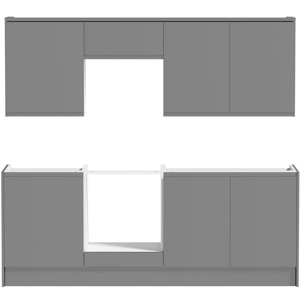 Schon Chicago mid grey slab kitchen base and wall unit bundle