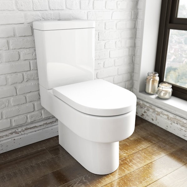 Orchard Dee close coupled toilet with rectangle push button and soft close toilet seat