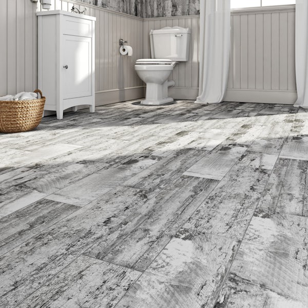 Basswood Grey Wood Effect Matt Wall And, White Bathroom Floor Tiles B Q