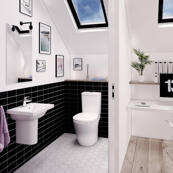 Ideal Standard Concept Space cloakroom suite with semi pedestal basin 500mm