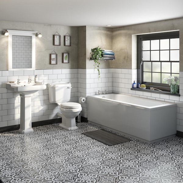 The Bath Co. Winchester bathroom suite with straight bath and taps 1700 x 700