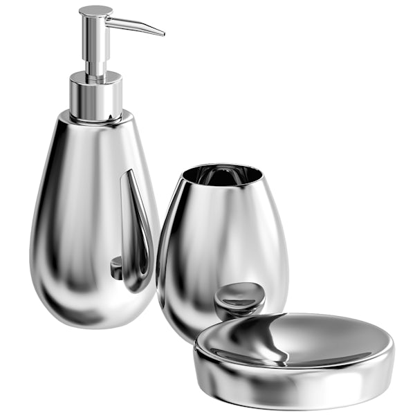 Magpie silver 3pc bathroom accessory set