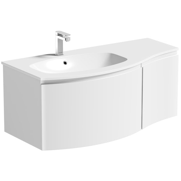 Mode Harrison snow furniture package with left handed wall hung vanity unit 1000mm