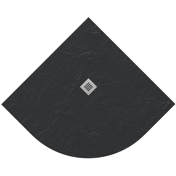 Mode black slate effect quadrant stone shower tray 900 x 900