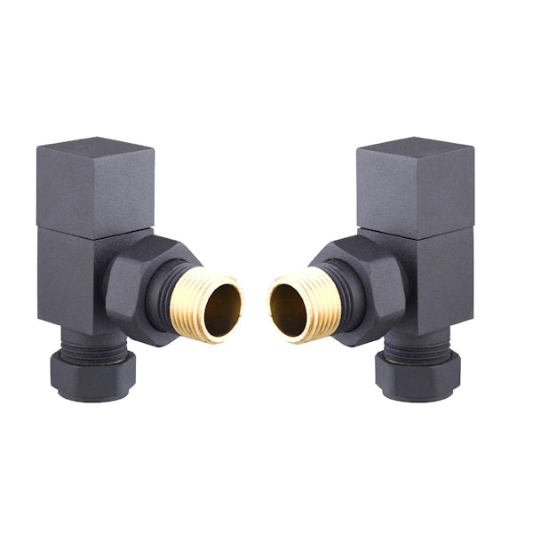 The Heating Co. Square angled radiator valves - anthracite grey