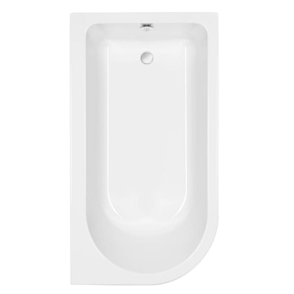 Carronite Status 5mm J shaped right handed shower bath 1550 x 850