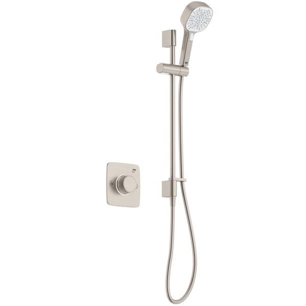 Mira Evoco brushed nickel dual thermostatic concealed mixer shower set with bathfill