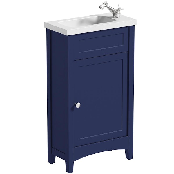 The Bath Co. Camberley navy cloakroom floorstanding vanity unit and basin 460mm with tap
