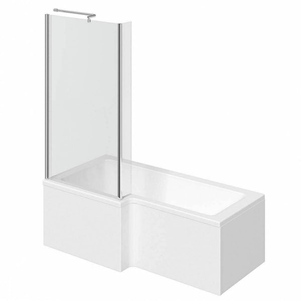 Clarity L shaped left handed shower bath 1500mm with 5mm shower screen    