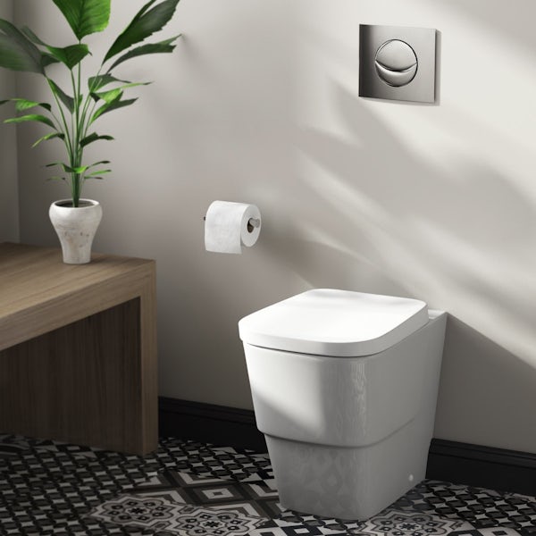 Mode Foster back to wall toilet with soft close seat, concealed cistern and push plate