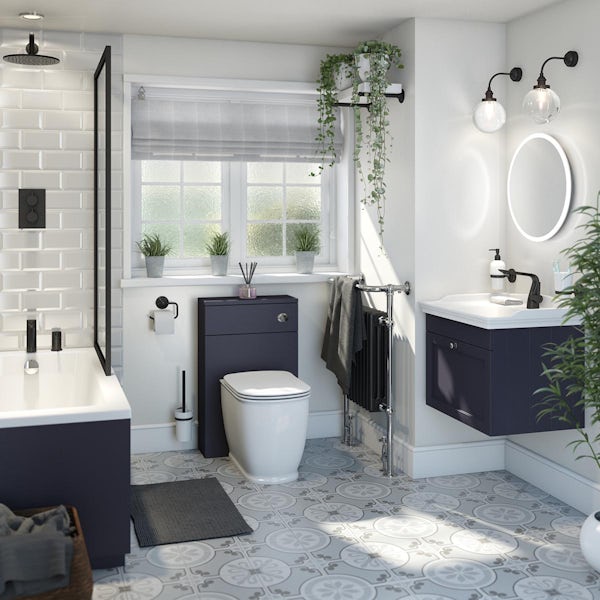 The Bath Co. Ascot indigo wall hung vanity unit and ceramic basin 600mm