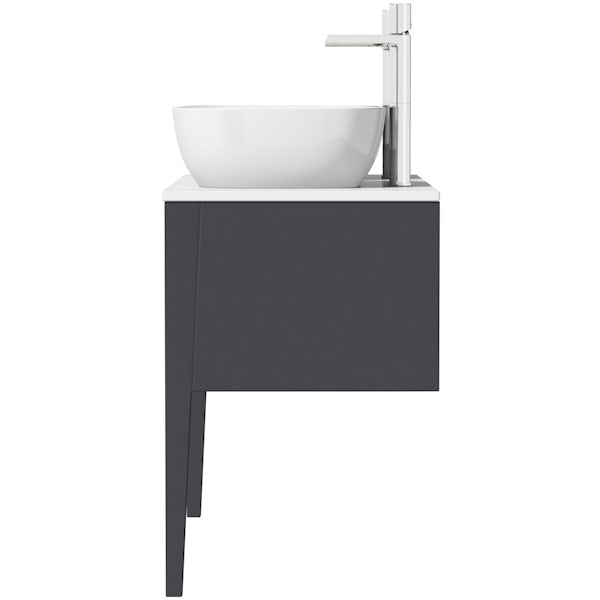 Mode Hale grey gloss wall hung double vanity unit with ceramic countertop and basins 1200mm