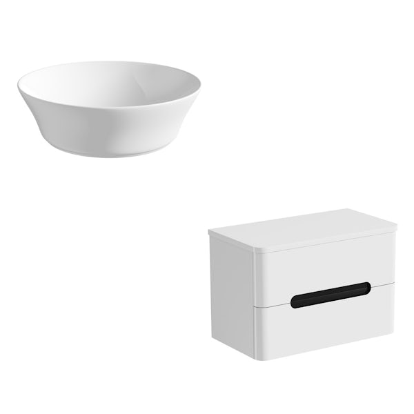 Mode Ellis essen wall hung countertop drawer unit 800mm with Bowery basin