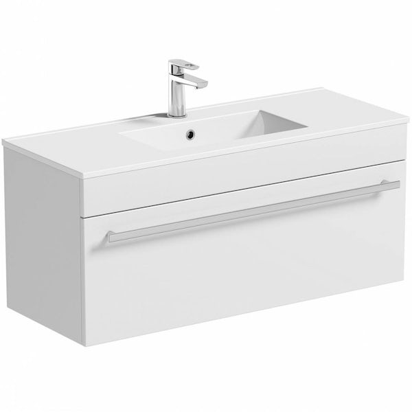 Odessa White Wall Hung 1000 Drawer Unit & Inset Basin