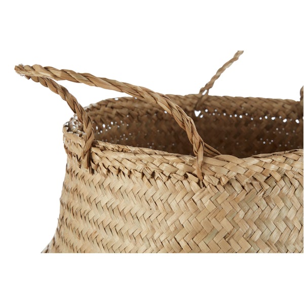 Large natural and gold sequin seagrass basket