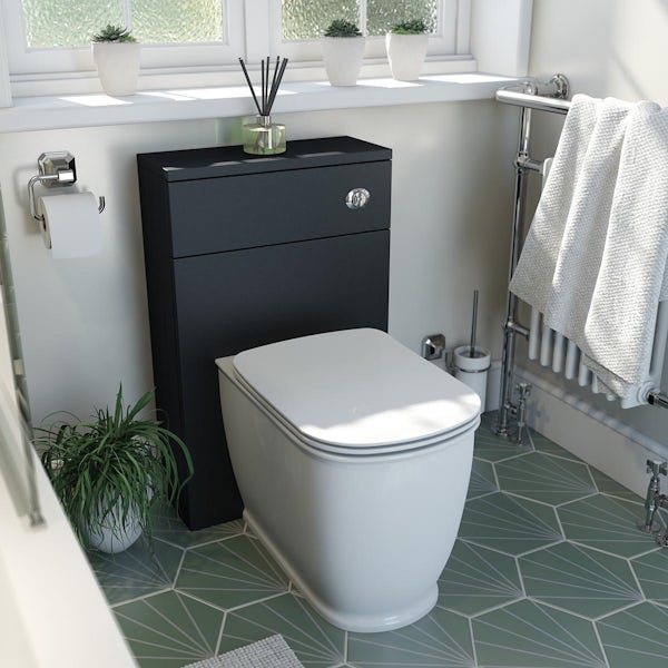 The Bath Co. Ascot graphite back to wall unit and Beaumont toilet with soft close seat