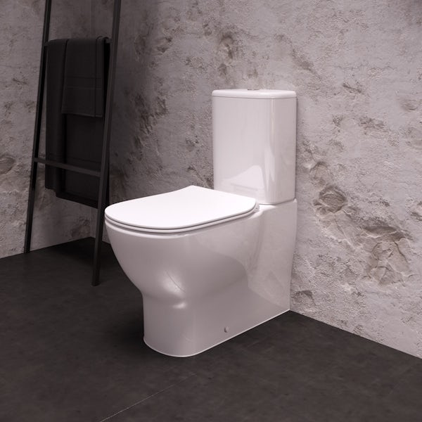 Ideal Standard Tesi close coupled toilet with Aquablade rimless technology and soft close toilet seat