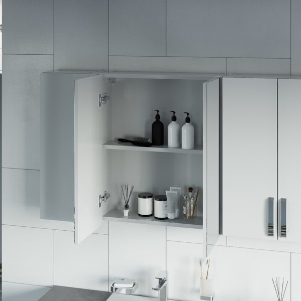 Mode Nouvel gloss white mirror cabinet 600mm