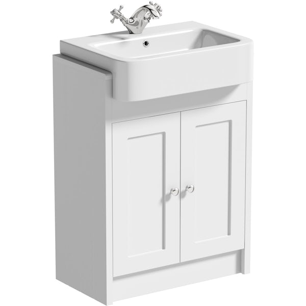 The Bath Co. Dulwich matt white floorstanding vanity unit 600mm and close coupled toilet suite