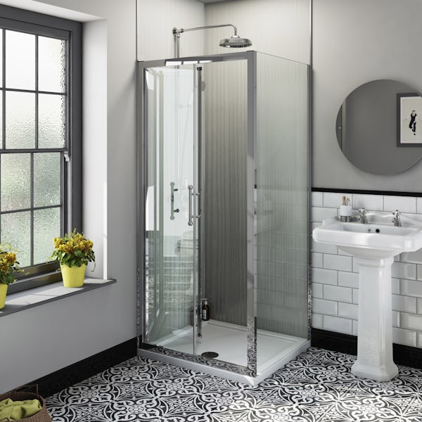 The Bath Co. Winchester traditional 6mm rectangular bifold shower enclosure