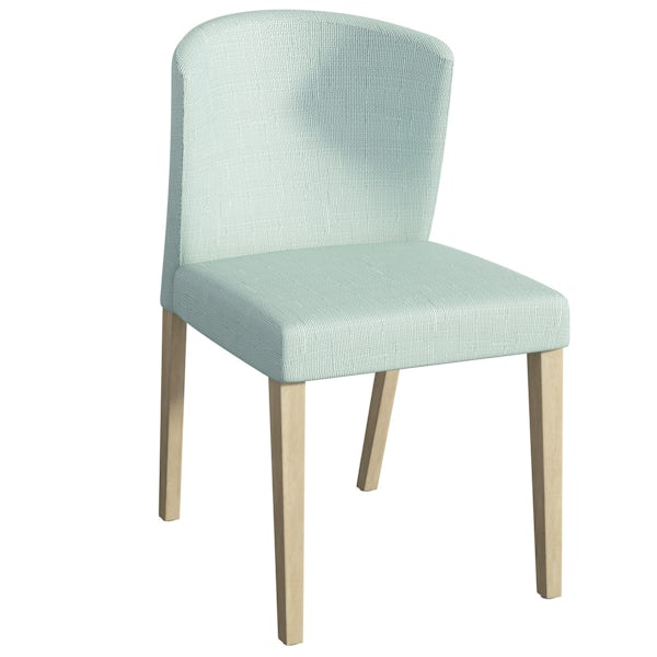 Hudson oak and light cyan pair of dining chairs
