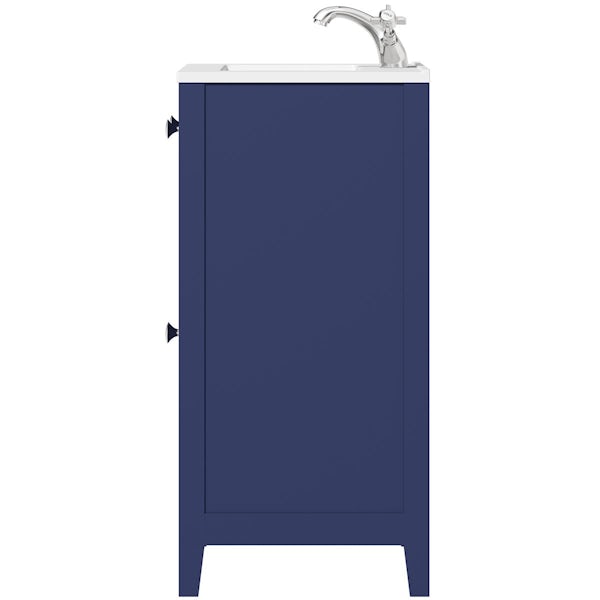 The Bath Co. Camberley close coupled toilet and navy vanity unit suite 600mm