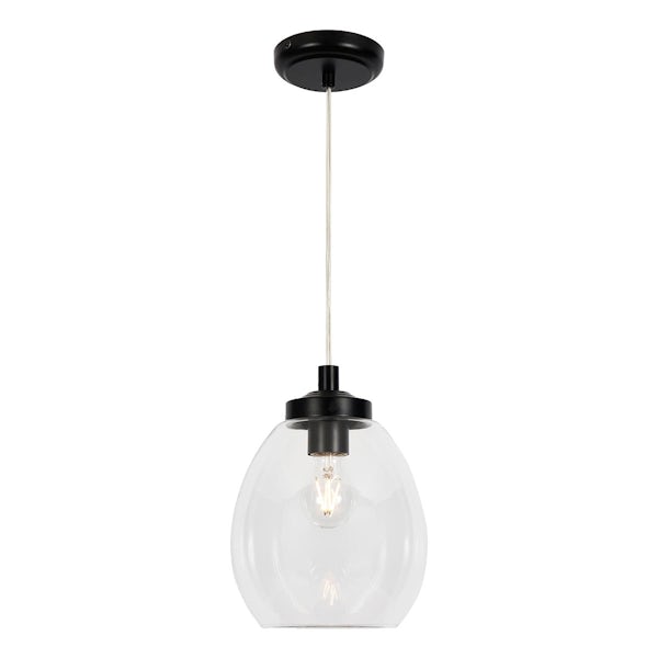 Forum Tulip IP44 glass pendant bathroom ceiling light in satin black