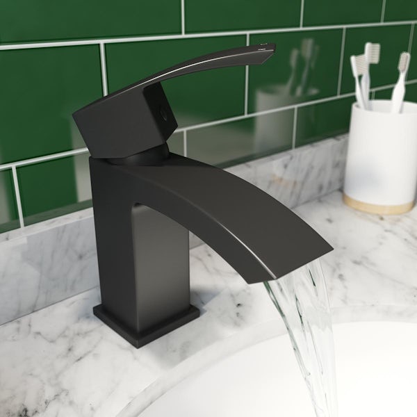 Orchard Wye black basin mixer tap with waste