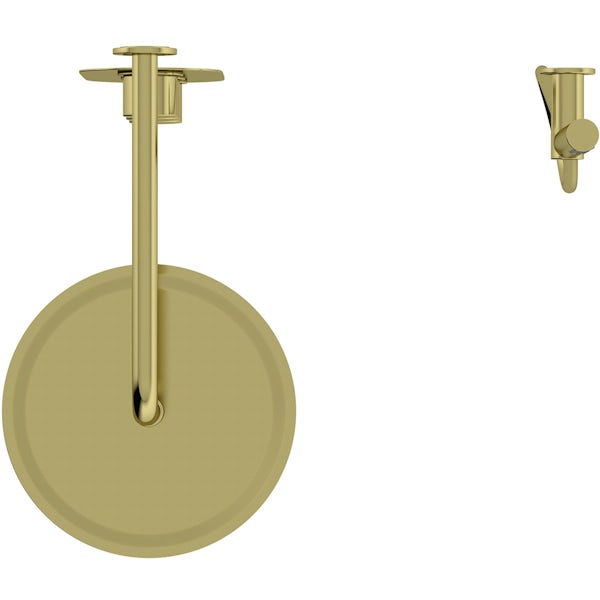 Mode brushed brass round wall shower, handset and thermostatic triple valve set