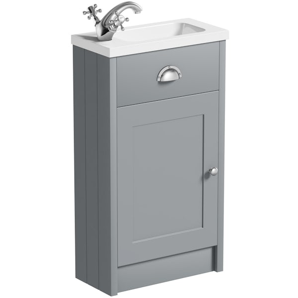 Orchard Dulwich stone grey cloakroom floorstanding vanity and basin 460mm with tap