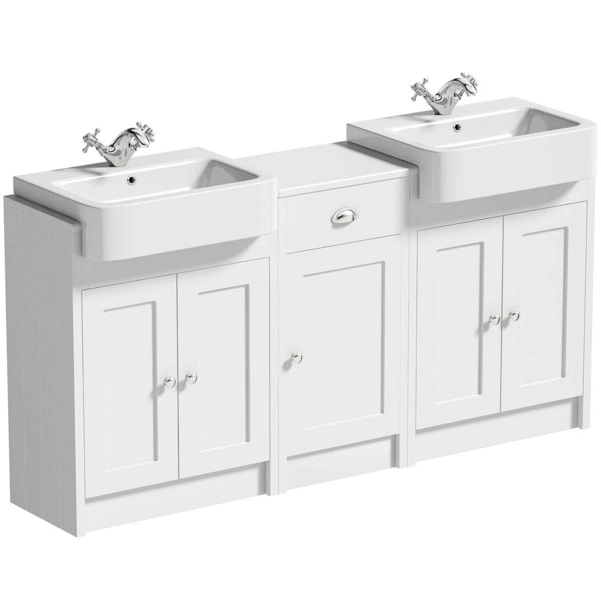Orchard Dulwich matt white floorstanding double vanity unit and basin with storage combination