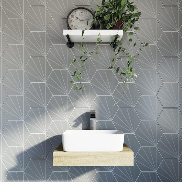 Moonbeam grey glazed porcelain wall and floor tiles 267x232mm