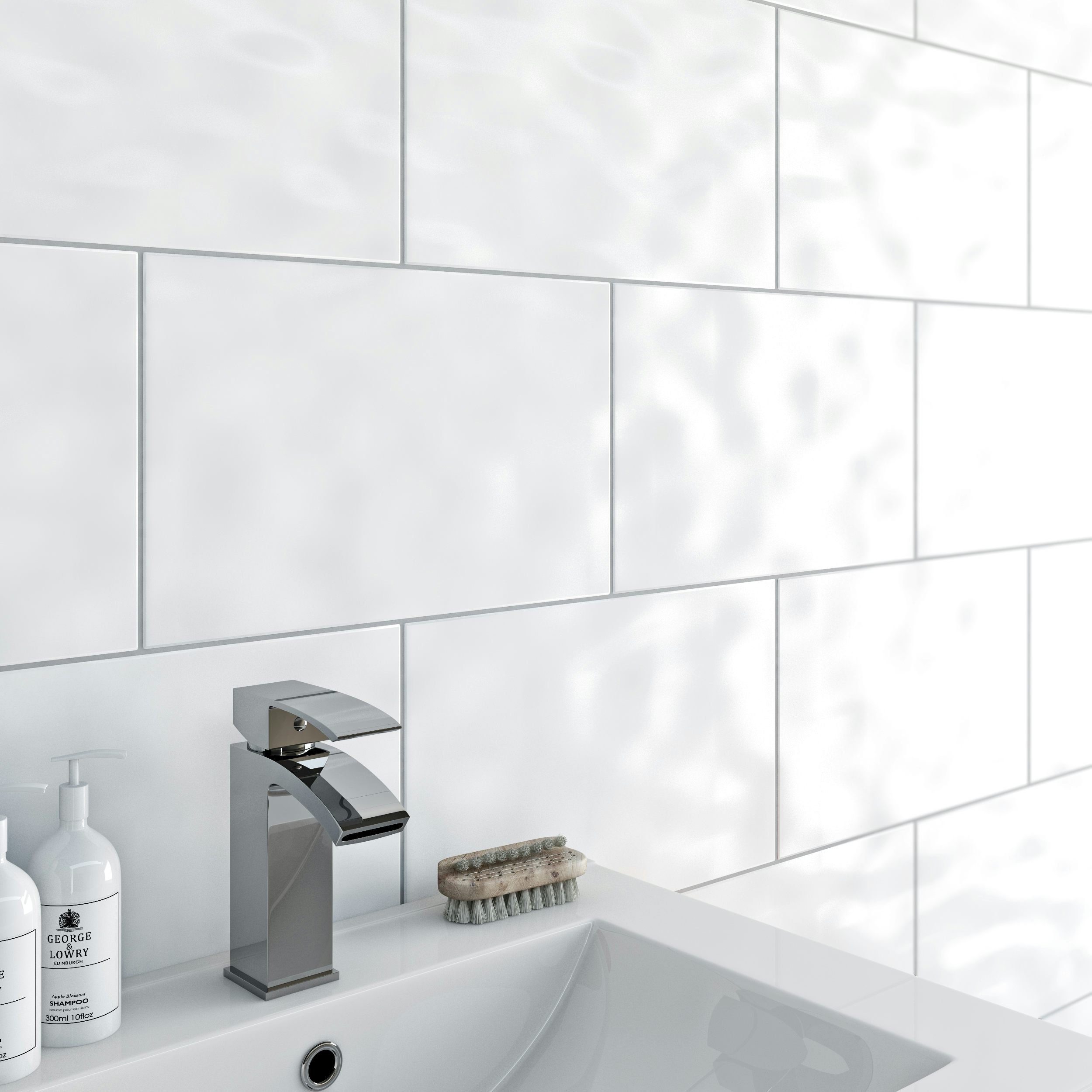 Plain bumpy gloss white wall tile 250mm x 330mm | VictoriaPlum.com