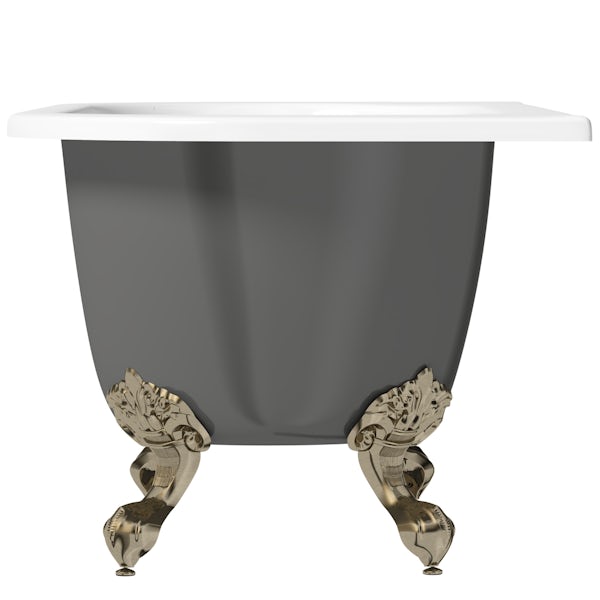 The Bath Co. Dalston grey back to wall freestanding bath with antique bronze ball and claw feet
