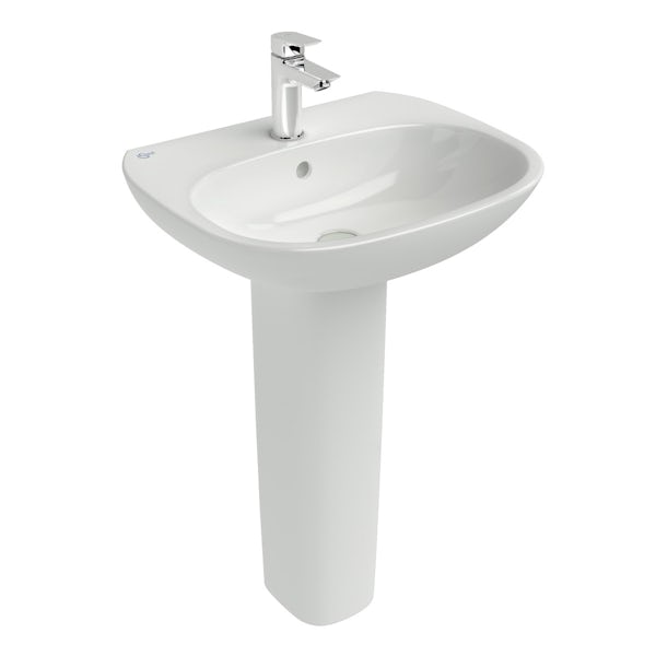 Ideal Standard Tesi complete bathroom suite with straight bath, taps, panel and wastes 1700 x 700