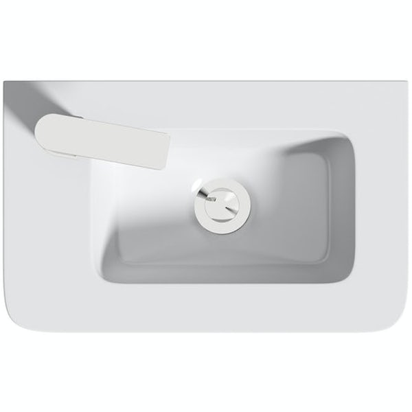 Mode De Gale compact white floorstanding vanity unit left hand with compact close coupled toilet