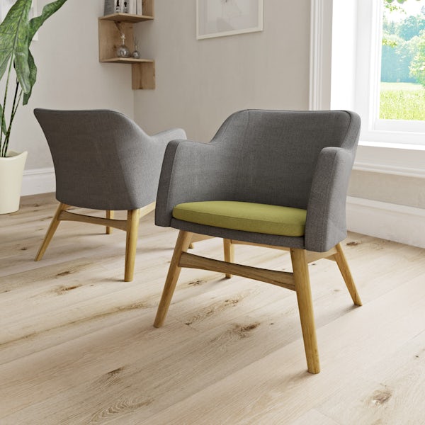 Sloane oak and grey/green armchair