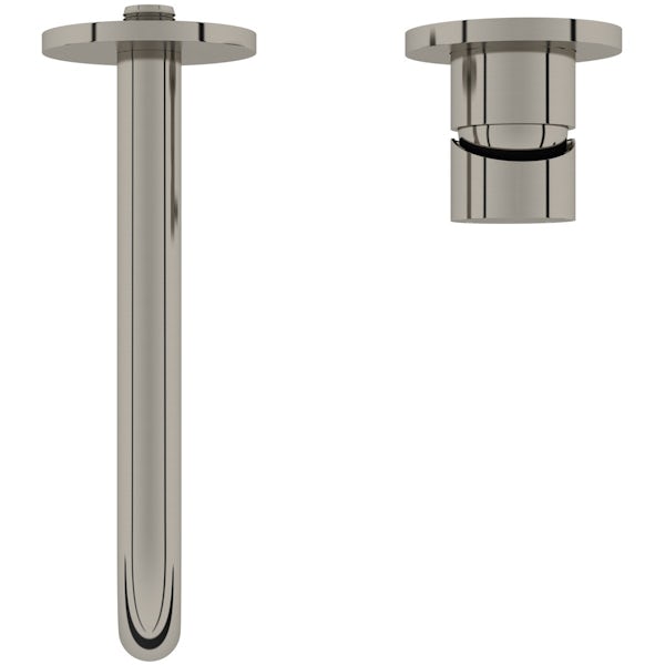 Mode Spencer round wall mounted brushed nickel bath mixer tap offer pack