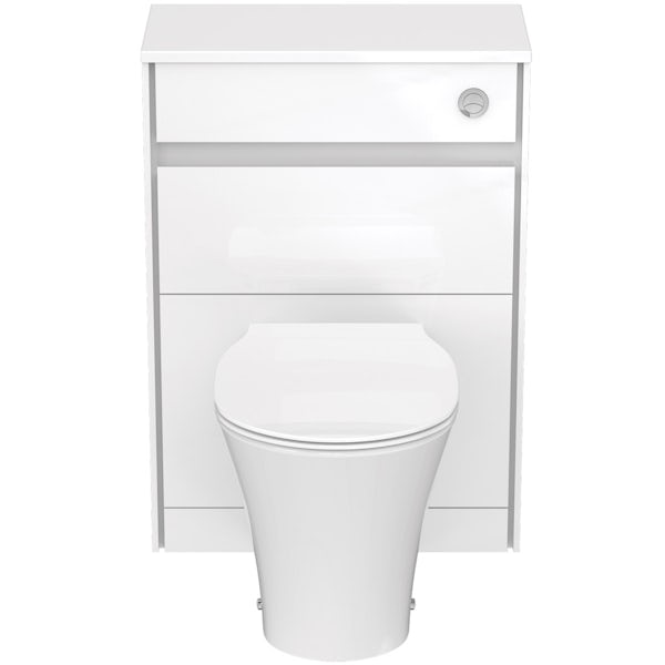 Ideal Standard Concept Air gloss back to wall unit, concealed cistern, push button and toilet with soft close seat