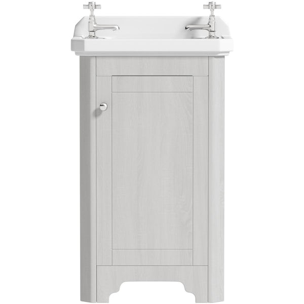 The Bath Co. Thatcham light grey floorstanding vanity unit and ceramic basin 500mm with taps