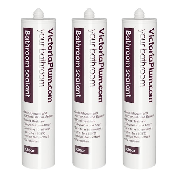 Pack of 3 Bathroom sealant - clear